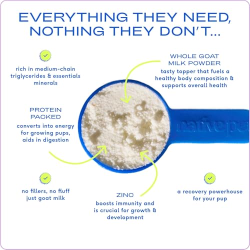 Native Pet Goat Milk Powder - Dog Food Topper for Active Dogs - Post-Activity Recovery, Energy, Immune Support, Hydration & Bone Health - Whole Goat Milk with MCTs & Essential Minerals - 60 Scoops - Image 4