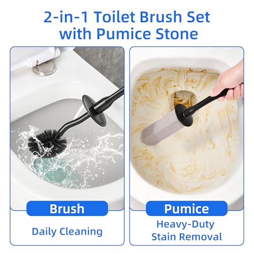 Toilet Brush and Holder Set with Pumice Stone, Toilet Pumice Stone Combo by LZLOOK - Used condition - Image 2