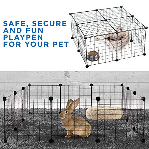 Work-It! Pet Playpen, Foldable Metal Exercise Pen | Small Animal Cage Indoor/Outdoor Metal Wire Fence For Rabbits, Guinea Pigs, Small Animals | Portable Kennel Crate Fence With Configurable 12 Panels #TOP1