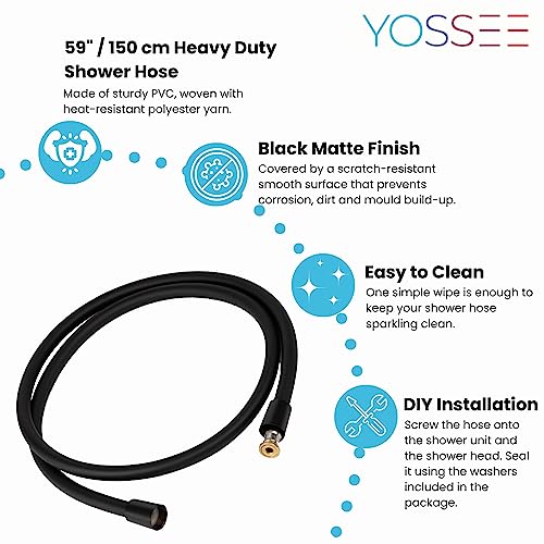 YOSSEE PVC Smooth Shower Hose 1.5M / 59 Inch with Anti-Twist Brass Connections, Universal Replacement, Flexible - Image 4