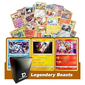 Legendary Beasts TCG Random Assortment Bundle || Guaranteed Legendary Beasts Trio + 6 Holographic Cards + 6 High HP Cards + Dan123yal Deck Box