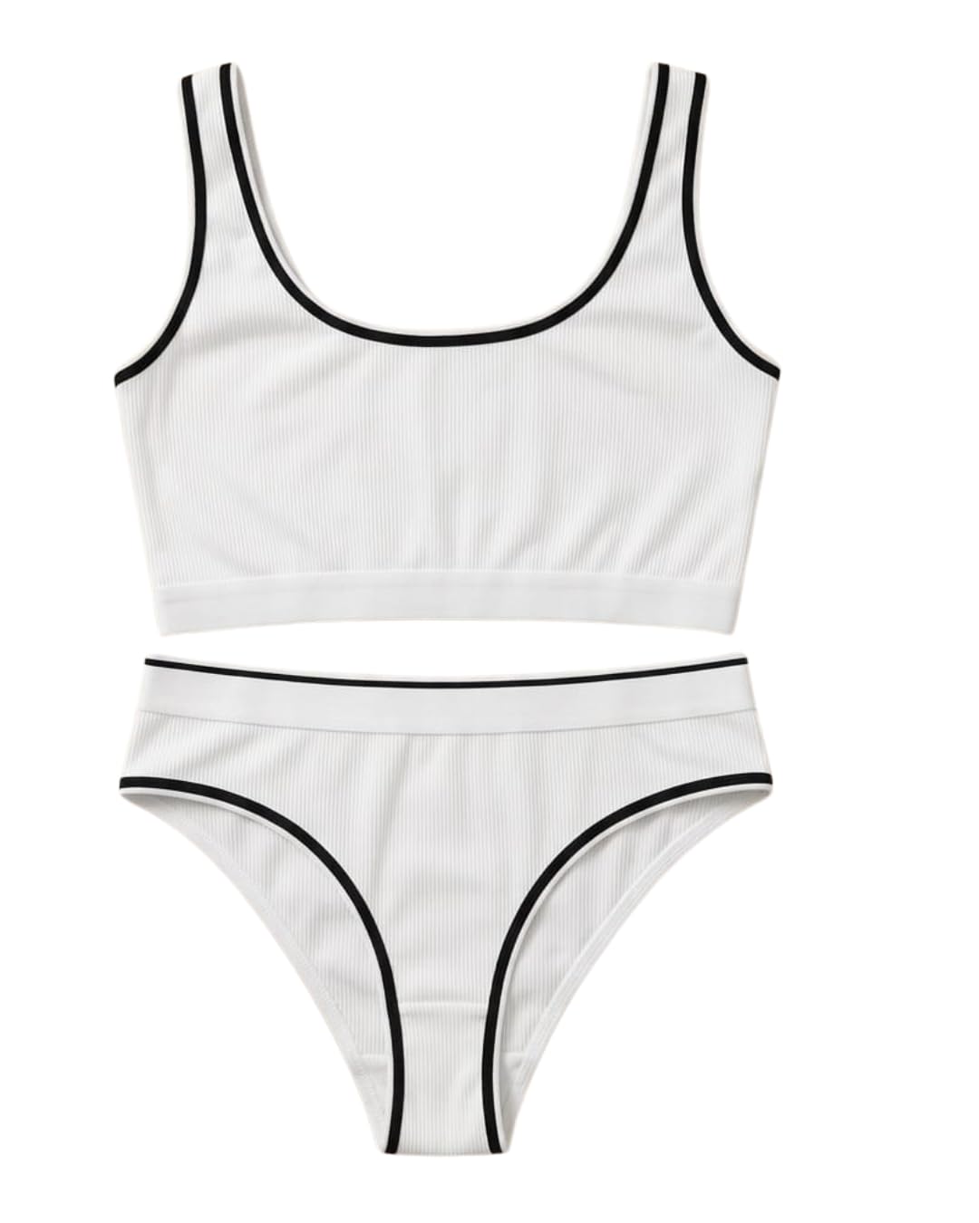 Womens Swimsuit Double Strap High Waist Sporty Bikini Swimsuits Swim Cover Up Skirt 2 Piece Set.-picture-11