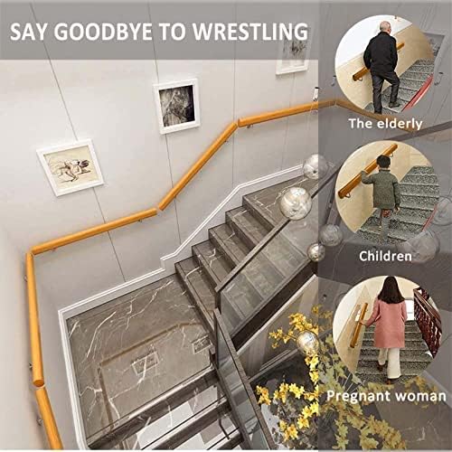 Nisorpa 3.3ft Wooden Handrails Stair Banister Kit Home Kindergarten Guardrail Corridor Against The Wall Stair Handrail Indoor Villa Construction Loft Elderly Non-Slip Staircase Handrail