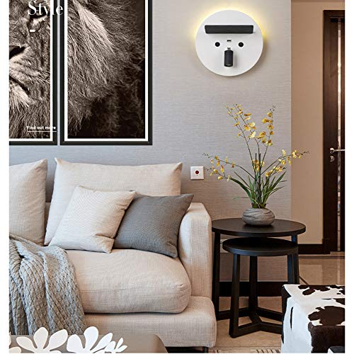 Applique Murale Ronde avec Spot Orientable 6000k et Commande Intégrée