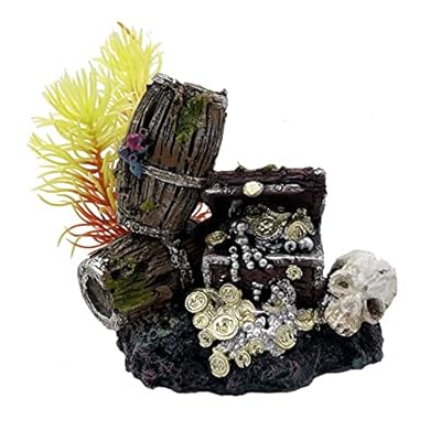 Pirates Treasure Chest Shipwreck Skeleton Skull Artificial Polyresin Aquarium Ornament Aquatic Model Decoration Fish Tank Marine Decor Ornaments