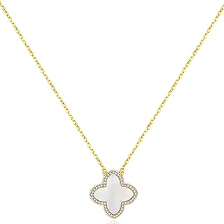Dainty Lucky Clover Necklace 14K Gold Plated Four Leaf Clover Necklace for Women, Simple Necklace Jewelry for Girls Teen