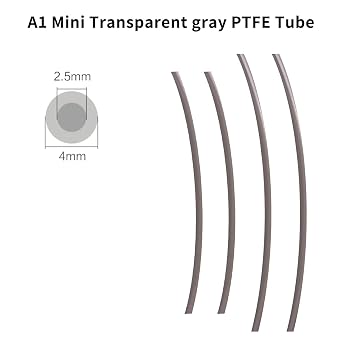 3D Printer Accessories for Bambu Lab A1/ A1 Mini PTFE TeflonTube: 2Pcs 580mm and 2Pcs 700mm Tubings Transparent Gray 2.5mm ID×4mm OD Replacement Tubing for Filaments 1.75mm Print Releas