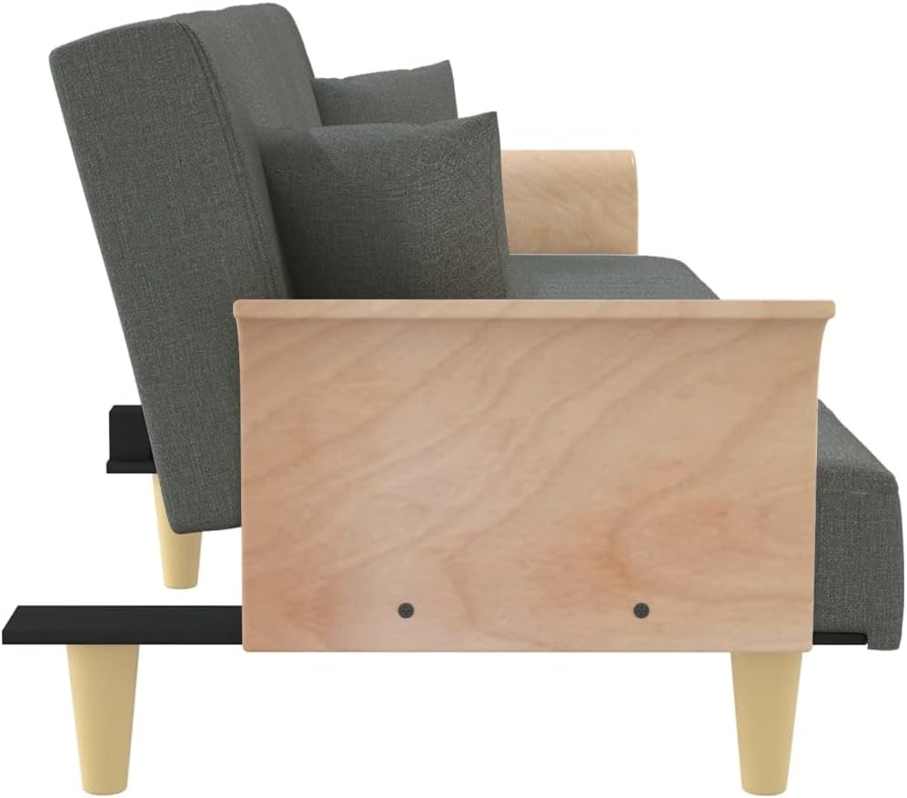 Sofa Bed Dark Grey Fabric (100% Polyester) Living Room Furniture