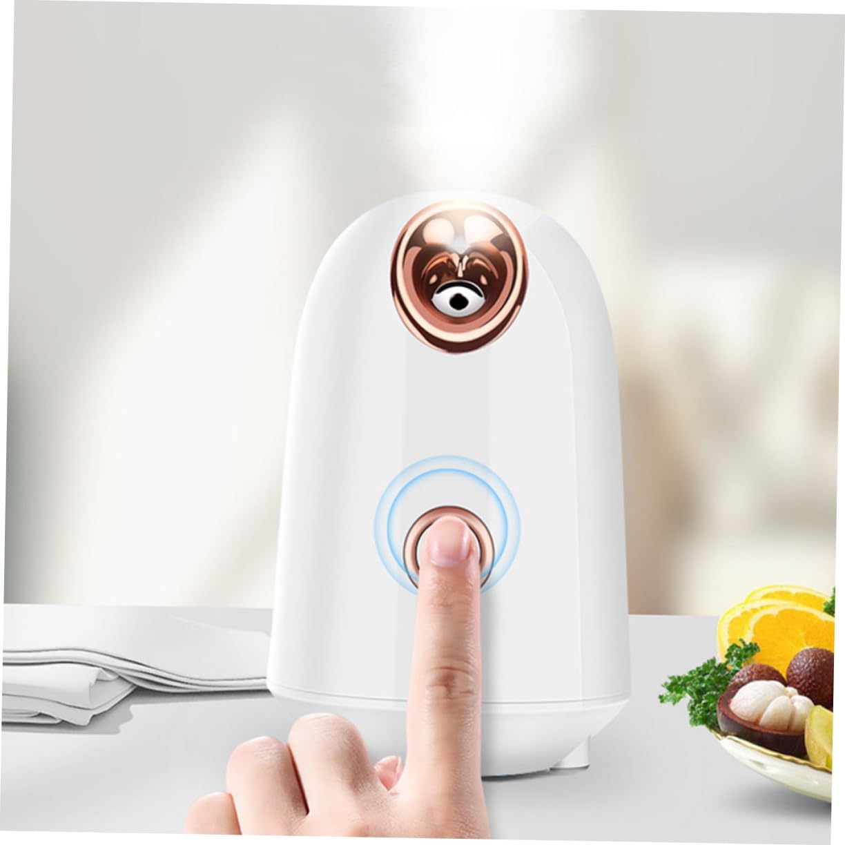 Moisturizing Facial Steamer with Warm Mist for Abs Skin Humidifier Nano Spray Face Treatment Tool US Plug Ivory White for Deep Pore Cleansing and Hydration
