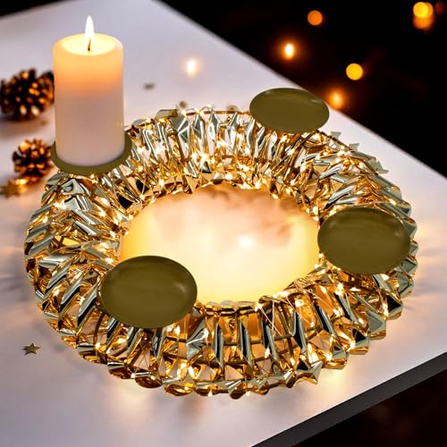 Adventskranz Gold 250 LED mit Timer und Fernbedienung - 32 cm -...