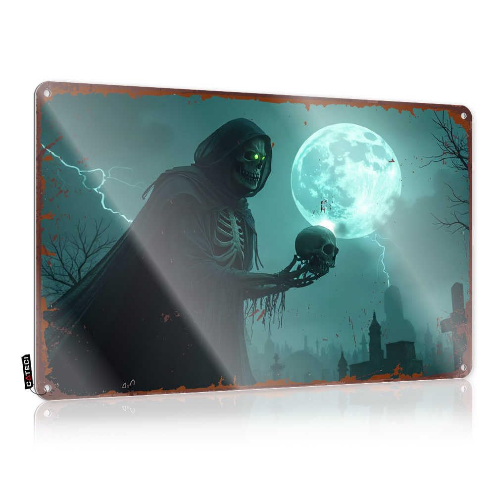 Fzfn Colour Nightmare Moon: The Grim Reaper's Haunting Presence Plaque Dorm Decorations | Beautiful Collection Decorative Wall Art(30X40cm)