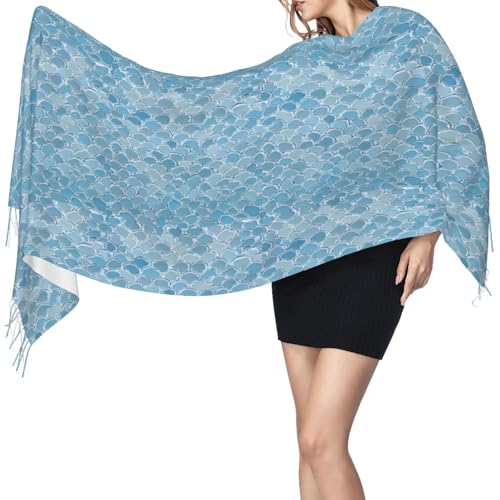 (Gold Mermaid Scale) Personalized Fall Winter Long Fringed Scarf Shawl Wraps for Travel Wedding Holiday Party Decor2