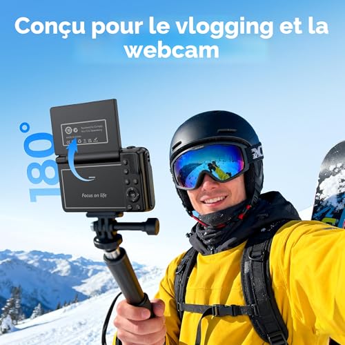 4K Appareil Photo Numérique Compact: 64MP Digital Camera avec 16X Zoom IPS Écran Rabattable Camescope - Cadeau pour Débutants Enfant Adolescent - Vintage Caméra Vlog Garçon Fille(Pas SD Carte) – vue 4