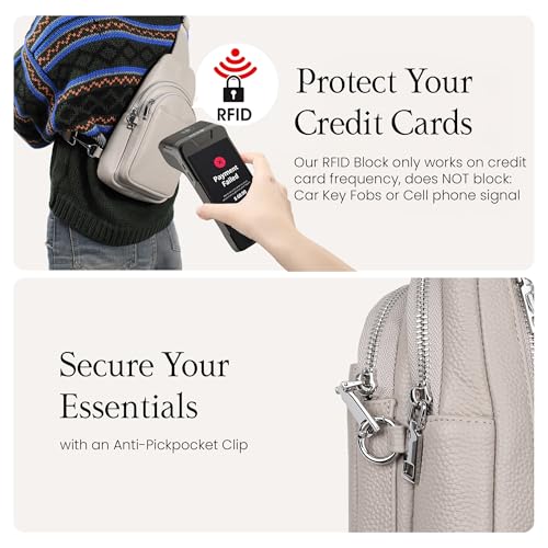 Image of befen Genuine Leather Sling Bag for Women Anti-Theft Crossbody Chest Bags Fanny Packs for Travel with RFID Card Slots
