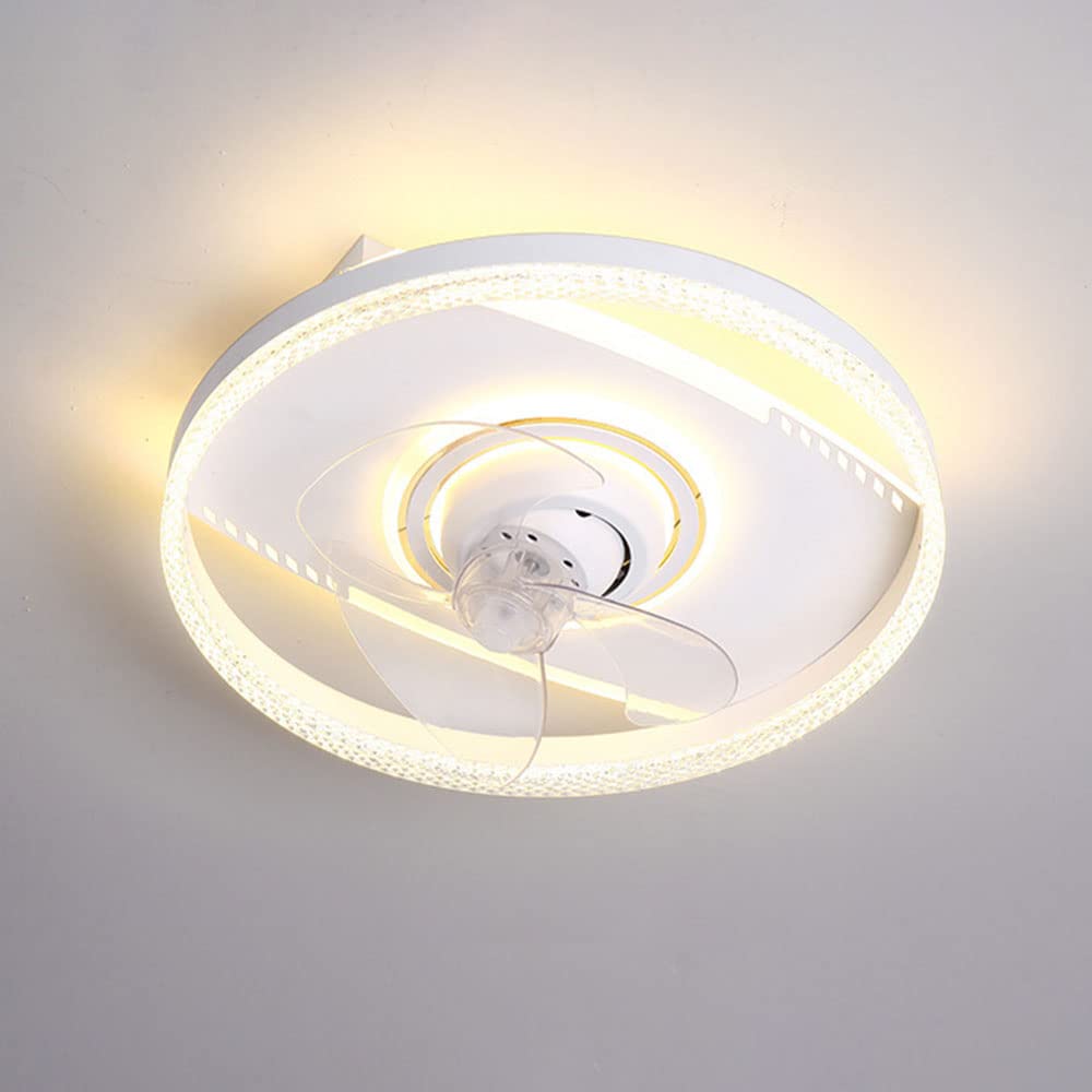 Ventilateur de plafond à LED moderne blanc avec plafonnier dimmable 3 vitesses encastré