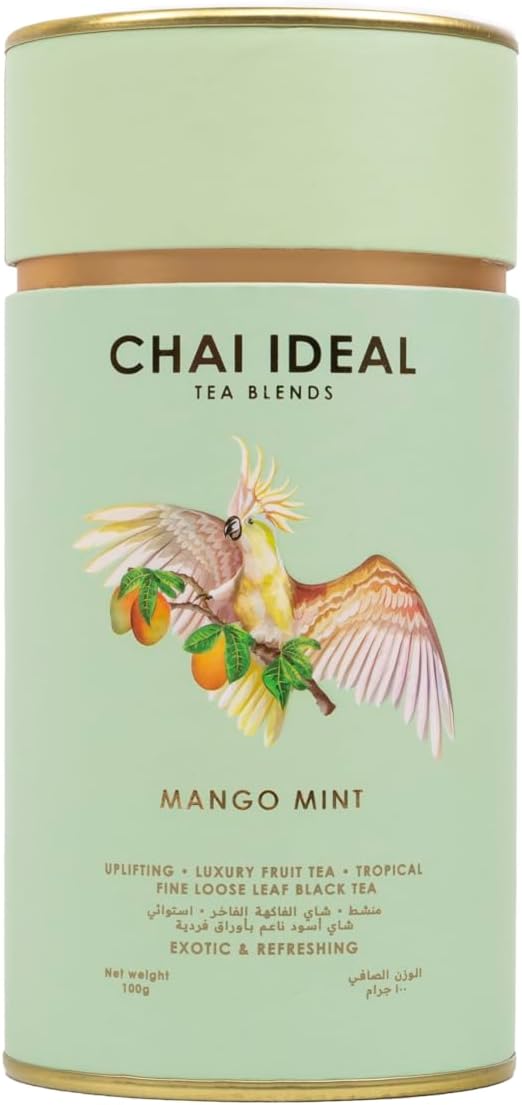 Mango Mint Black Tea - Fine Loose Leaf. Uplifting | Luxury Fruit Tea | Tropical | Made with Assam Black Tea, Mango, Peppermint| Sustained Energy| Anti-Oxidant Rich| Soothes Bloating