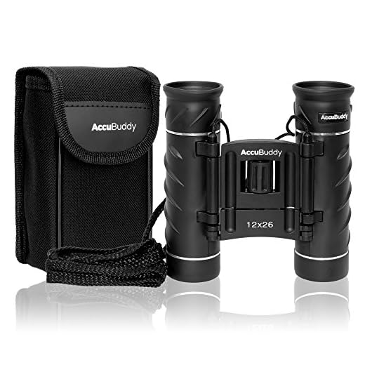 AccuBuddy Prismáticos - Miniprismáticos Alcance para Adultos y Niños, Binoculares Potentes y Pequeños con Funda para Guardar, Observar Aves, Estrellas y Senderismo, Aumento 12x, Lentes 26mm Negros
