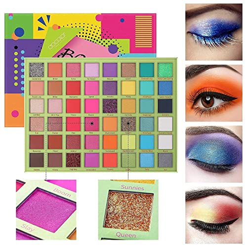Docolor 10 Pcs Makeup Brushes Set + 48 Colors Boom Eeyshadow Palette Ultra Pigmented Matte Shimmer Metallic Natural Blendable Soft Cream Powder Long Lasting Waterproof Make Up Eye Shadow Palettes #TOP5