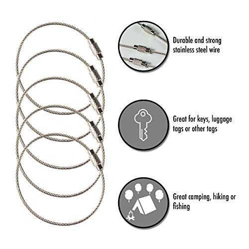 Stainless Steel Wire Keychains 1.5Mm 6.3 Inches Aircraft Cable Key Ring Loops For Hanging Luggage Tags Or Id Tags (25 Pack) #TOP2