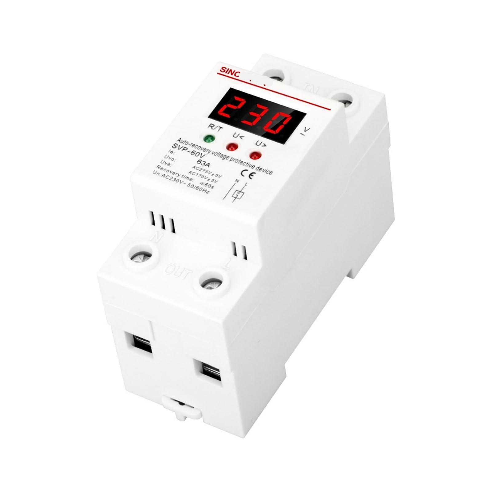 Jednofazowy wyświetlacz LED, regulacja przekaźnika napięcia, zabezpieczenie przed niskim napięciem, regulator mocy odcięcia 220V 63A 40A (63A)
