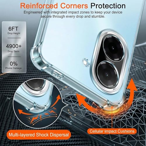 Image of Fashionury 3D Raised Transparent Crystal Clear Back Cover for Poco C71 / Redmi A5 | Shockproof Design | Anti-Slip Grip | Camera Protection | 360 Degree Protection Mobile Case