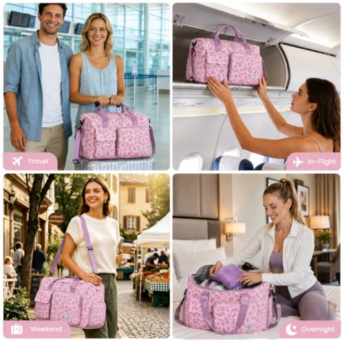 Image of FIORETTO Women's Gym Duffle Bag with Shoes Compartment, 30L Capacity, Ideal for Travel, Gym, Sports, Duffel, Weekender