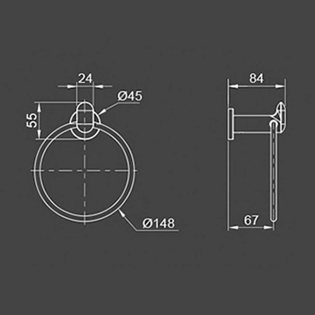 Anello portasciugamani Acciaio Inossidabile Finitura cromata Argento Portasciugamani Portasciugamani Ciondolo Hardware da Bagno