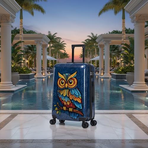 Image of InUSA Owl Print 24-Inch Hardside Spinner Luggage Lightweight & TSA Lock