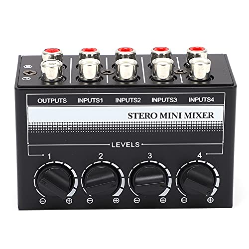 Yctze Stereo Mini Mixer Controlador de Señal de Audio Pasivo - Hub de 4 Canales para Rendimiento al Aire Libre con Control de Volumen, 4 Entradas y Salidas miniatura 2
