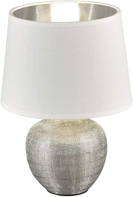 Reality Lampka Stołowa, Ceramiczna, 40W, Biały/Srebrmy, 26 cm