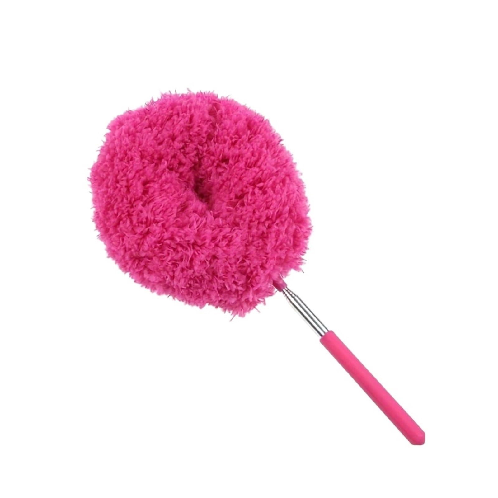 Feather Duster Reusable Ceiling Fan Cleaner Removal Long Handled Roofing Brush Telescopic Cobweb Feather Duster(Rose Red)