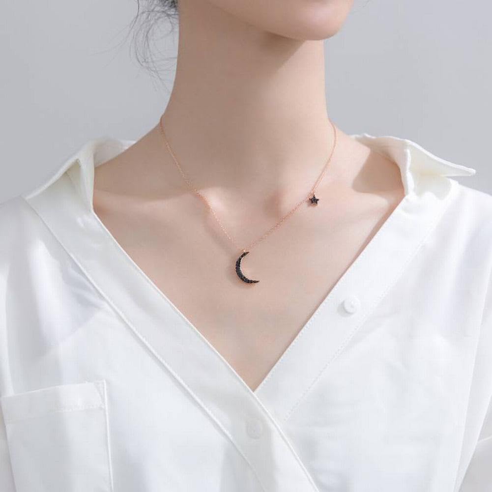 Collana Ciondolo Luna con Diamanti Freschi con Catena a Collare a Stella Dolce