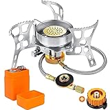 Goldmiky Campingkocher mit Piezozündung, 3900W Gaskocher Winddichter Tragbarer Gas Campingkocher, Klein Faltbar Camping Gaskocher für Camping Picknick Outdoor