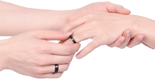 Miniatura 4 de TIGRADE - Anillos de titanio negros de 4mm 6mm 8mm 10mm, alianza de boda color mate, ajuste cómodo para hombres y mujeres, tallas 3 a 15