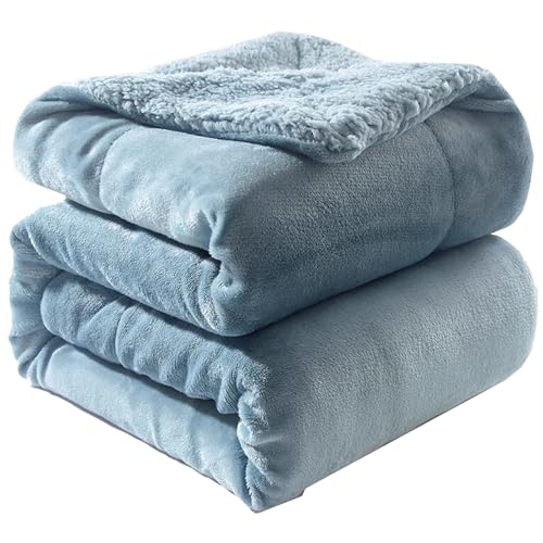 Throw Blanket for Bed, Fleece Fluffy Warm Blanket for Couch, Double Reversible Blanket for Bed, Fuzzy Flannel Throw Blanket for Sofa All Seasons (Color : /Blue A, Size : 200x180 cm)