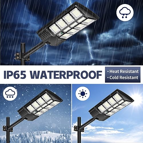 Image of Solar Street Lights Outdoor - 2 Pack 1800W Solar Parking Lot Lights, 7000K LED Solar Lights, Dusk to Dawn, Motion Sensor, IP65 Waterproof Solar Lights with Remote Control