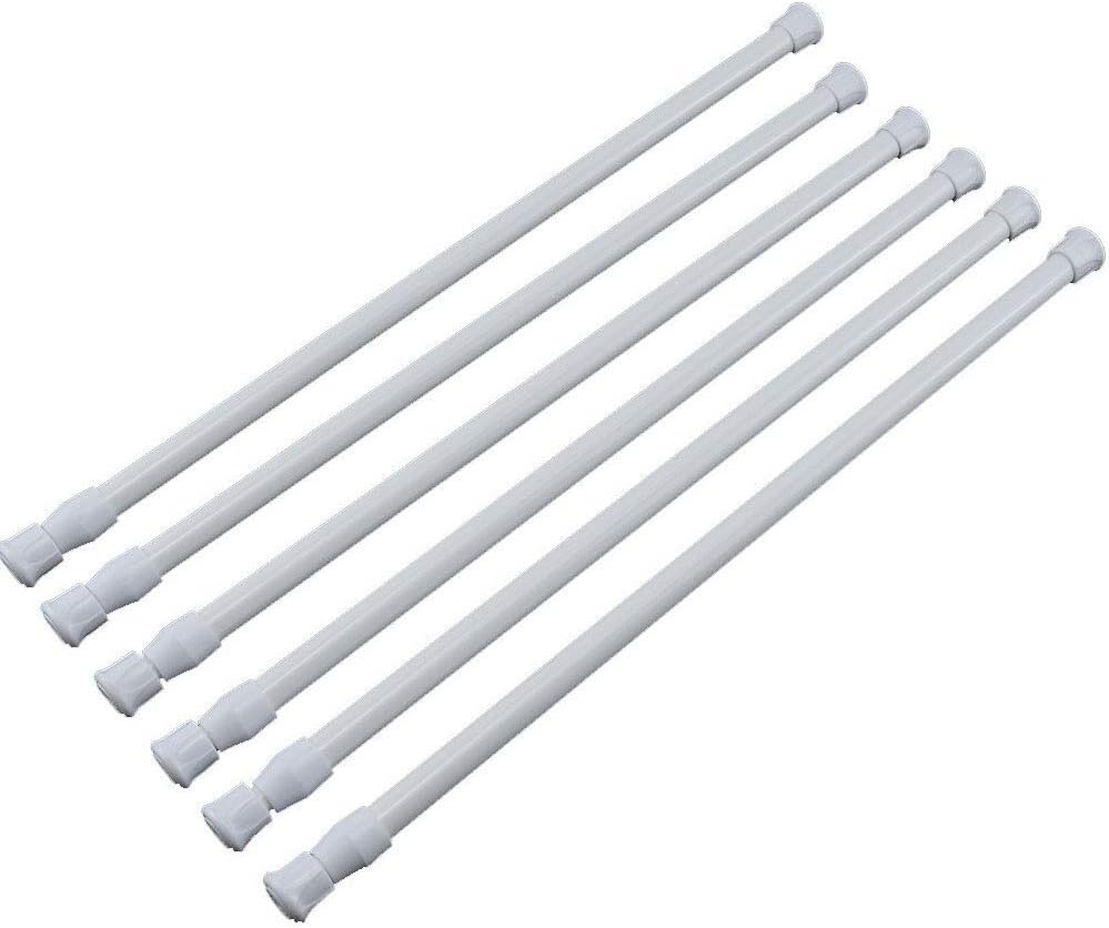 MinCHI257 Tension Rods 16 to 28 Inches 6 Pack,Tension Curtain Rod,Spring Curtain Rods Window Rods Kitchen Window Bathroom White Thin Tension Rod