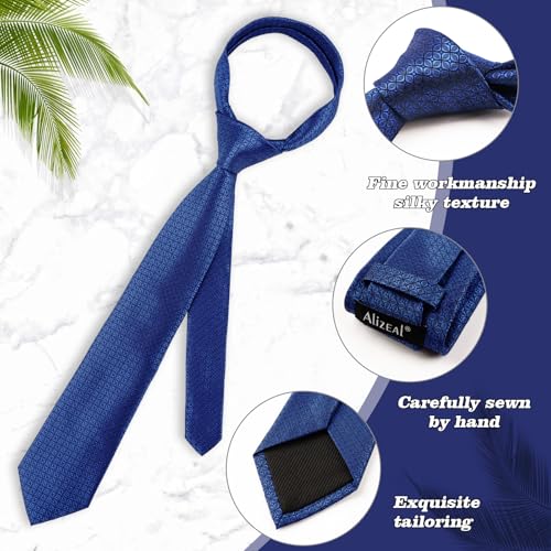 Image of Alizeal Mens Vintage Solid Plaid Tie with Pocket Square 3.15inches Necktie Set