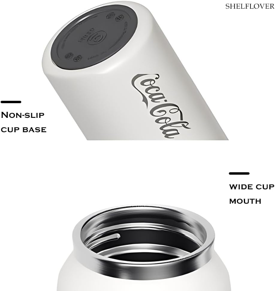 Vacuum Cup Keep Coffee Hot/Cold 12h Long Time, Lock Lid 100% Leakproof Insulated Water Bottle Burckle Car Holder Tumbler, Easy Carried, 20oz White