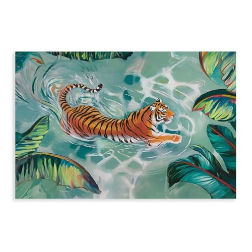 Toile tigre de la jungle : la solution pour réveiller un mur blanc triste dans le salon