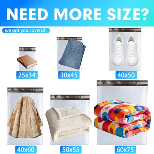 mawmuaw Versandtüten 30x45+5cm, Versandtaschen Kleidung 50 Stück, Pakete für Versand, Versandtasche Selbstklebend, Versandbeutel Wasserdicht, Versandtüten für Kleidung, Logistik, Posttaschen