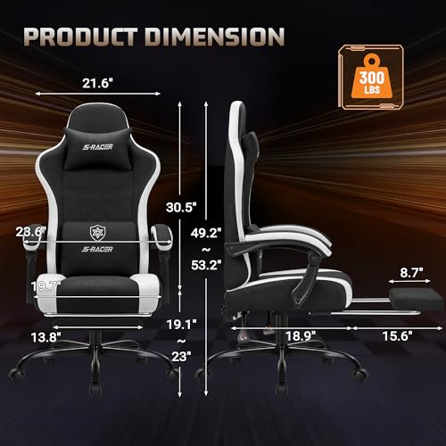 Homall Gaming Chair with Massage & Footrest, Ergonomic Computer Office Chair, High-Back Racing Style Reclining Chair with Adjustable Lumbar Support, Breathable Tech Fabric for Adults (Black) - Image 4