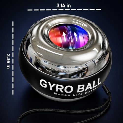 Image of Wrist Trainer Power Gyro Ball, Hand Forearm Strengthener, Colorful Lighting Ball, Arm Strengthener Enhancer Essential Gyroscopic & Exerciser for Stronger Muscle Fingers Bones Workout Exercise(Silver)