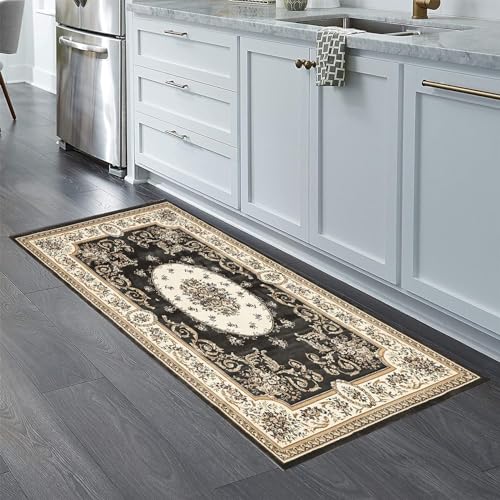 Alfombrilla antideslizante lavable negra de 120x340 cm para pasillo de cocina y lavadero 2