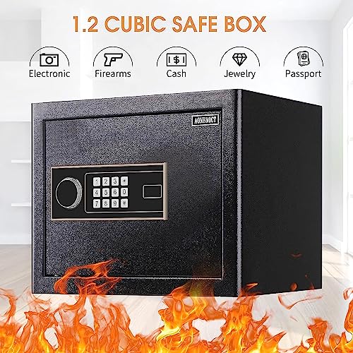 1.2 Cubic Fire Resistant Safe Box With Combination Lock, Security Home Safe With Removable Shelf, Digital Lock Safe For Money Pistols Ammunition Medicines Documents #TOP1