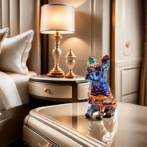 Escultura de bulldog francés colorida en resina 8 pulgadas miniatura 5