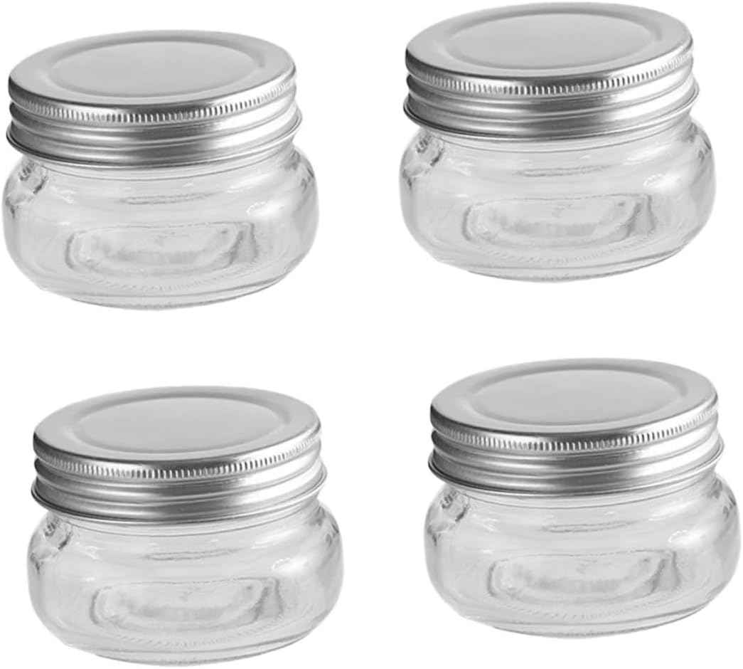 4pcs 150ml round Candy Storage Jars with Aluminum Lids Glass Sweet Jars for Christmas Party DIY Favor Containers