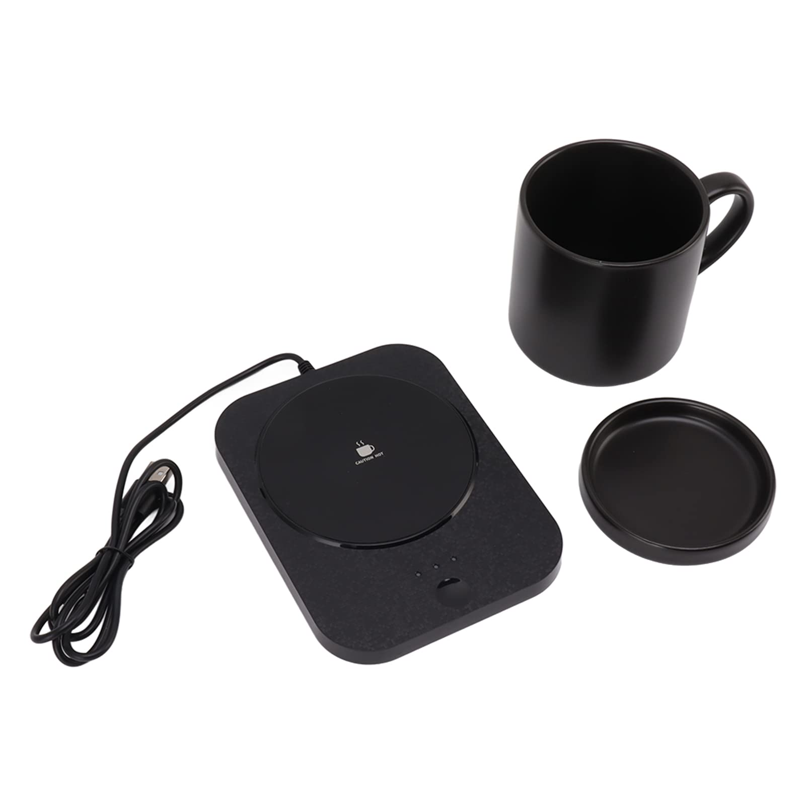 Calentador de tazas de 55° alimentado por USB con 3 ajustes de temperatura para uso en el hogar y la oficina (negro)