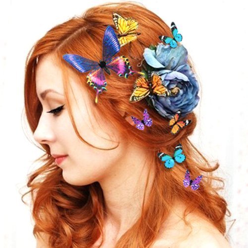Women Bridal Butterfly Hairclip Headdress Hair Clips Wedding Party Butterflies Decoration Color Random 12PCS