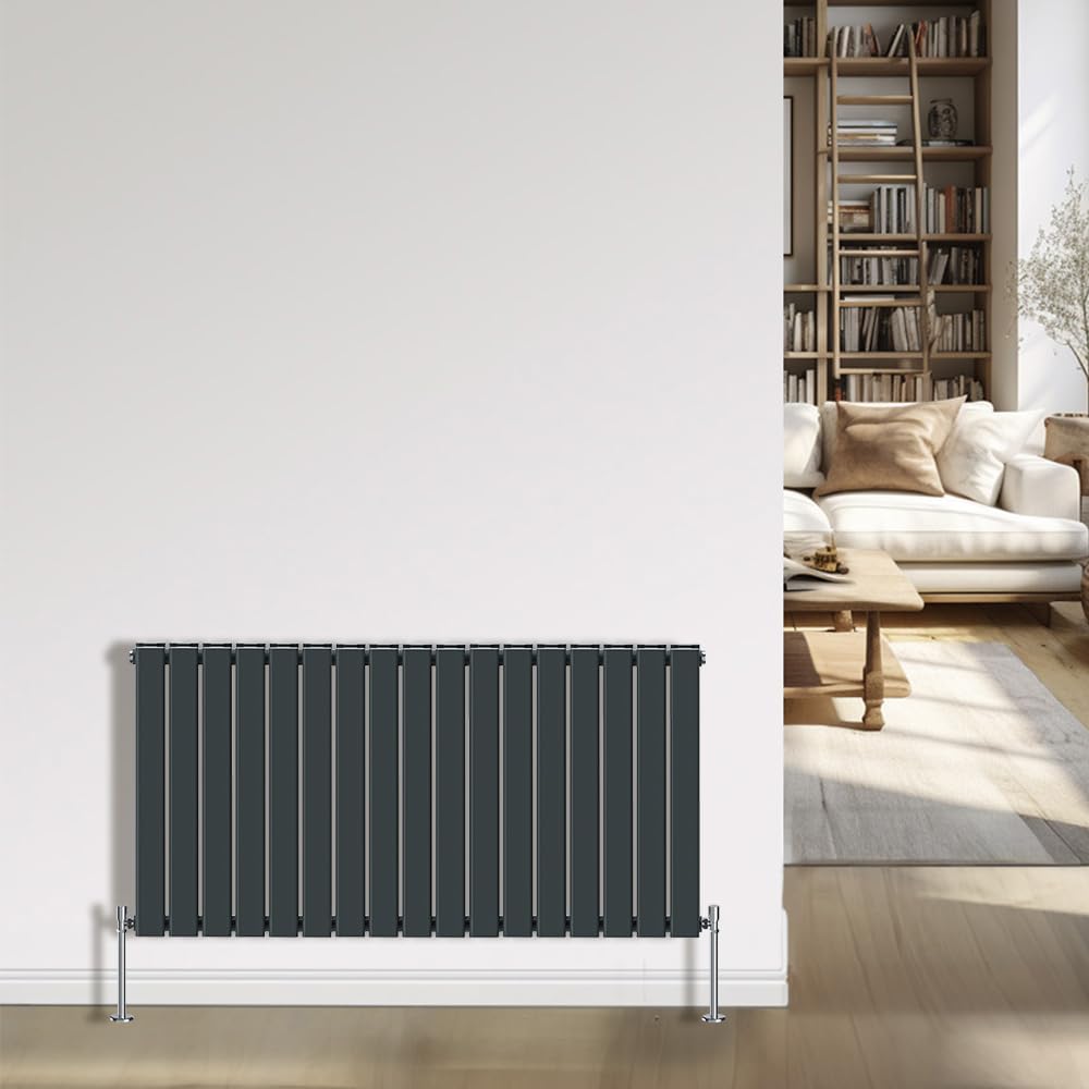 NRG Anthracite Radiator 600x1156mm- Double Flat Panel Interior Bathroom Radiators — image 1